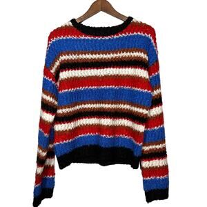 Lost + Wander Striped Bloom Sweater Long Sleeve Crewneck - L